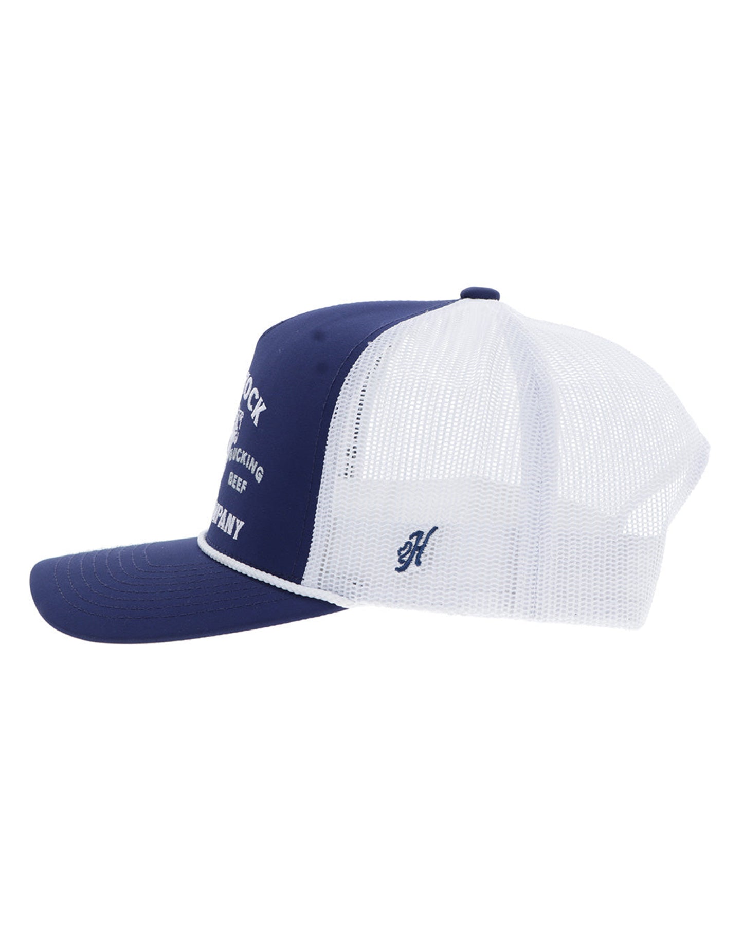 Rank Stock Navy / White 5-Panel Trucker With White Stitching - 2562T-Nvwh