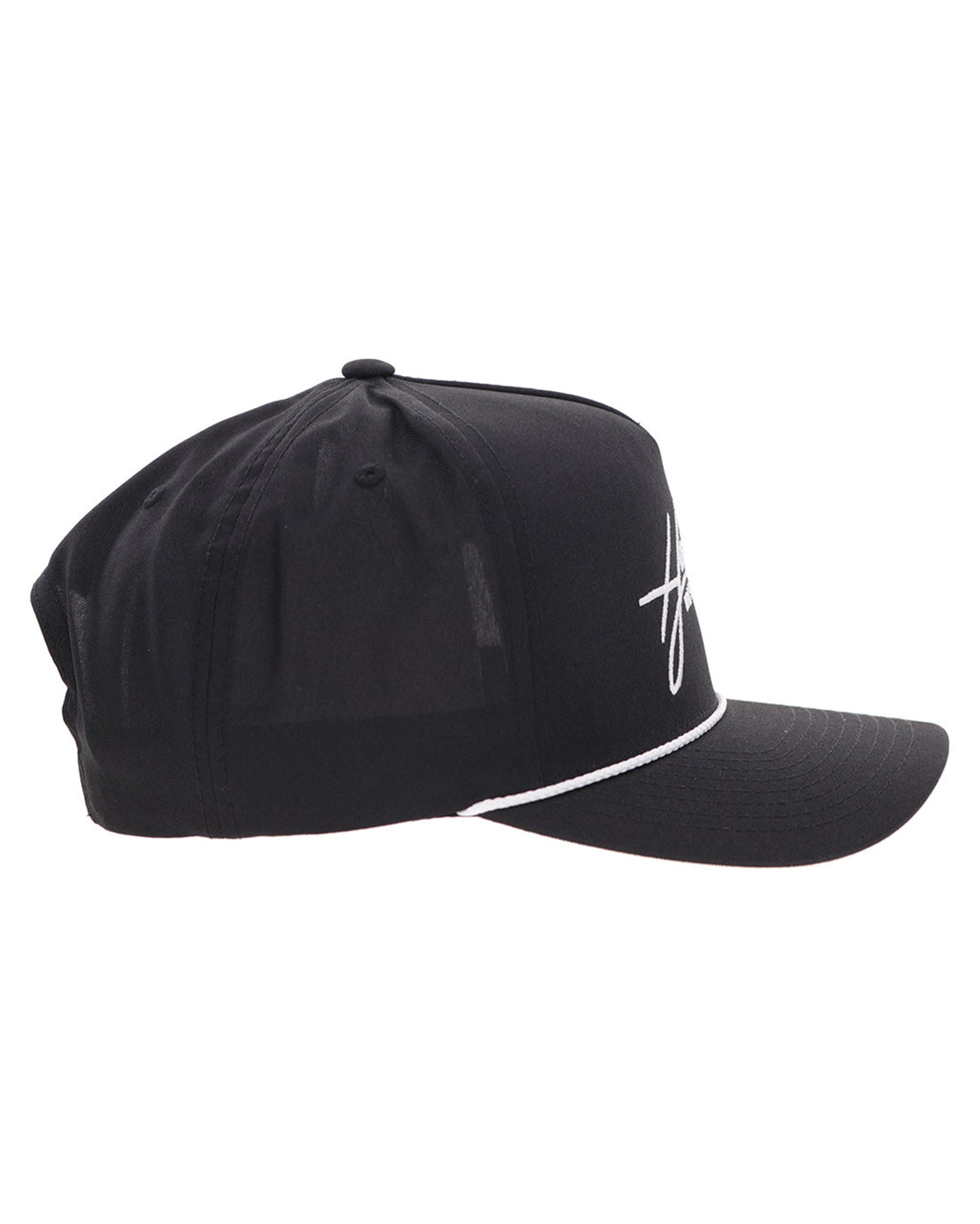 Mark Out Black 5-Panel Trucker With White Stitching - 2601T-Bk