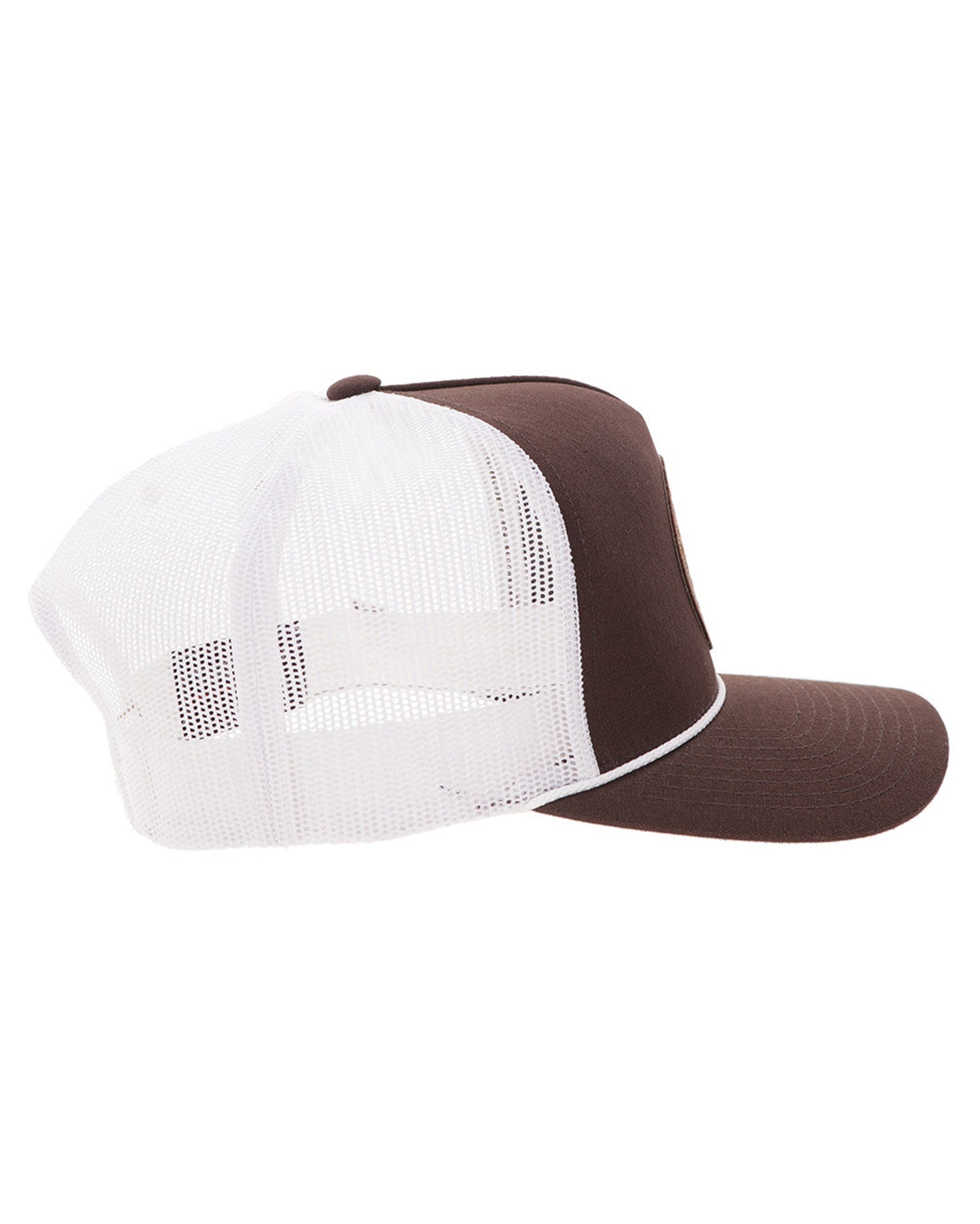 Quanah Brown / White 5-Panel Trucker With White / Brown Stitching - 2626T-Brwh
