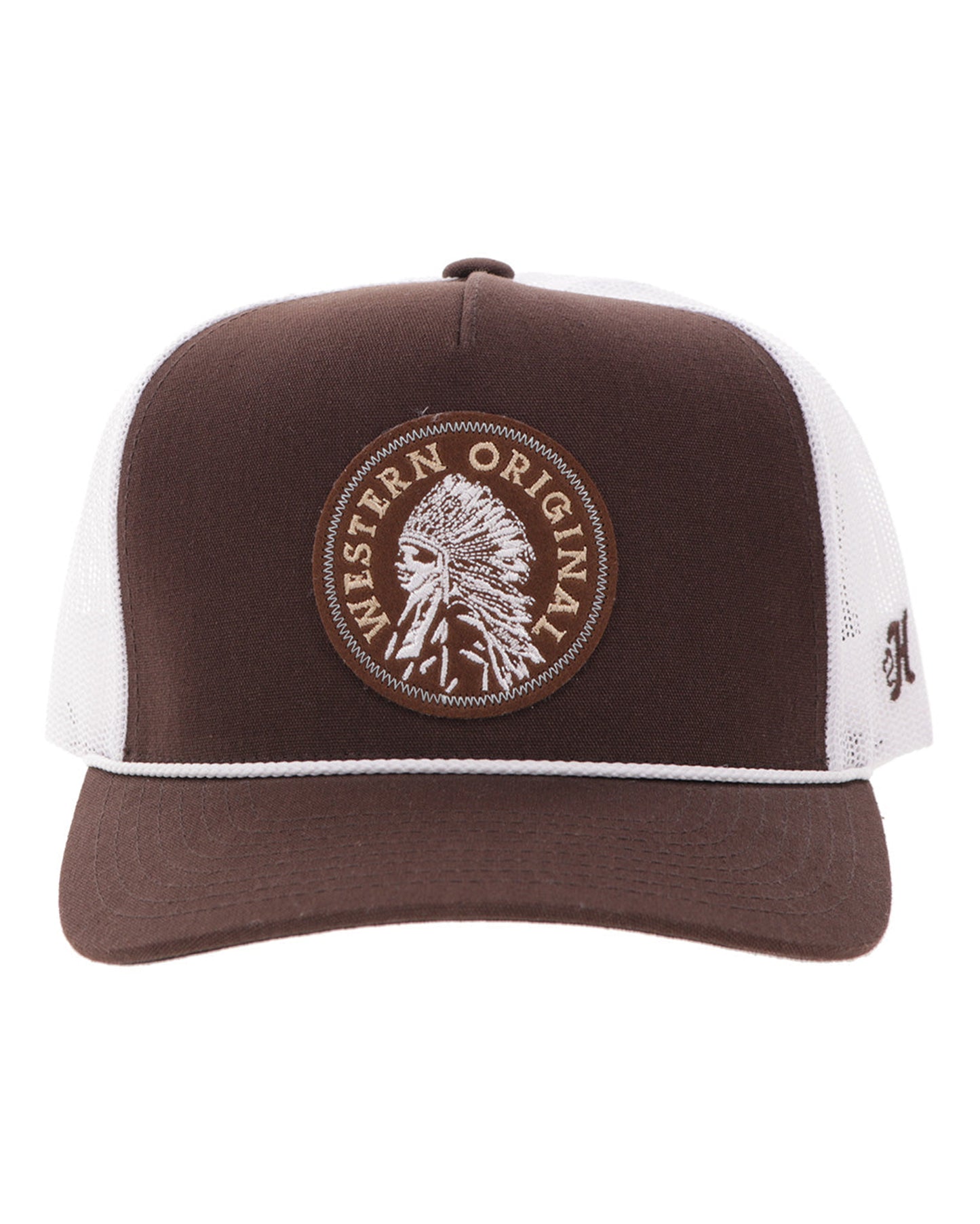 Quanah Brown / White 5-Panel Trucker With White / Brown Stitching - 2626T-Brwh
