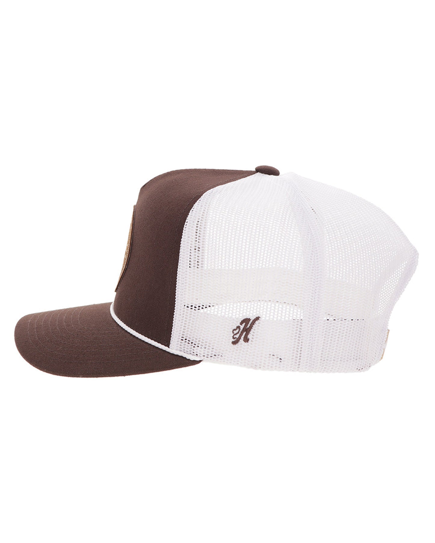 Quanah Brown / White 5-Panel Trucker With White / Brown Stitching - 2626T-Brwh