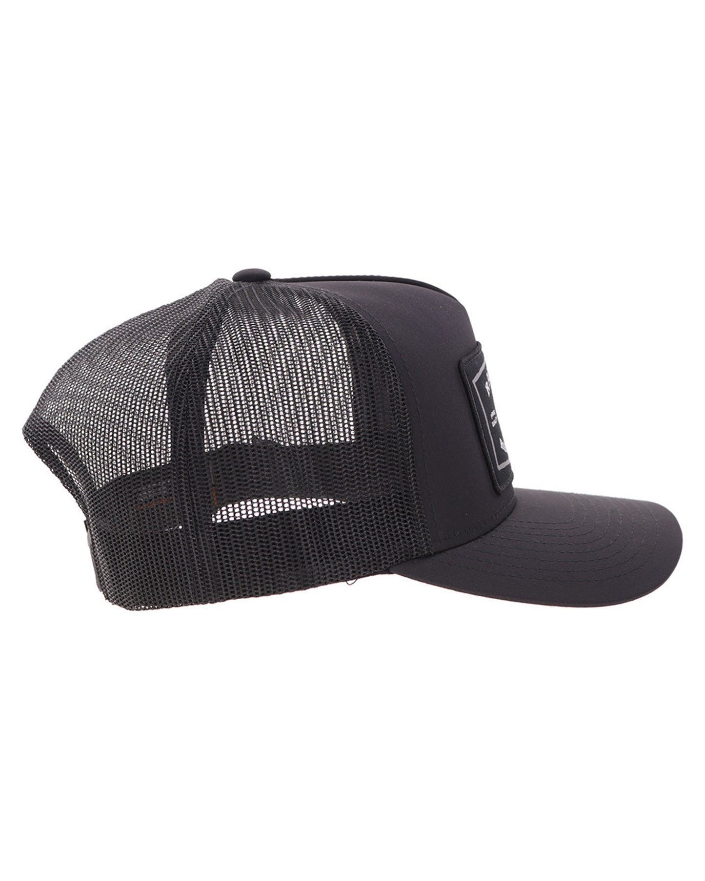 Rank Stock Black 5-Panel Trucker With Black / White Rectangle Patch - Youth - 2661T-Bk-Y