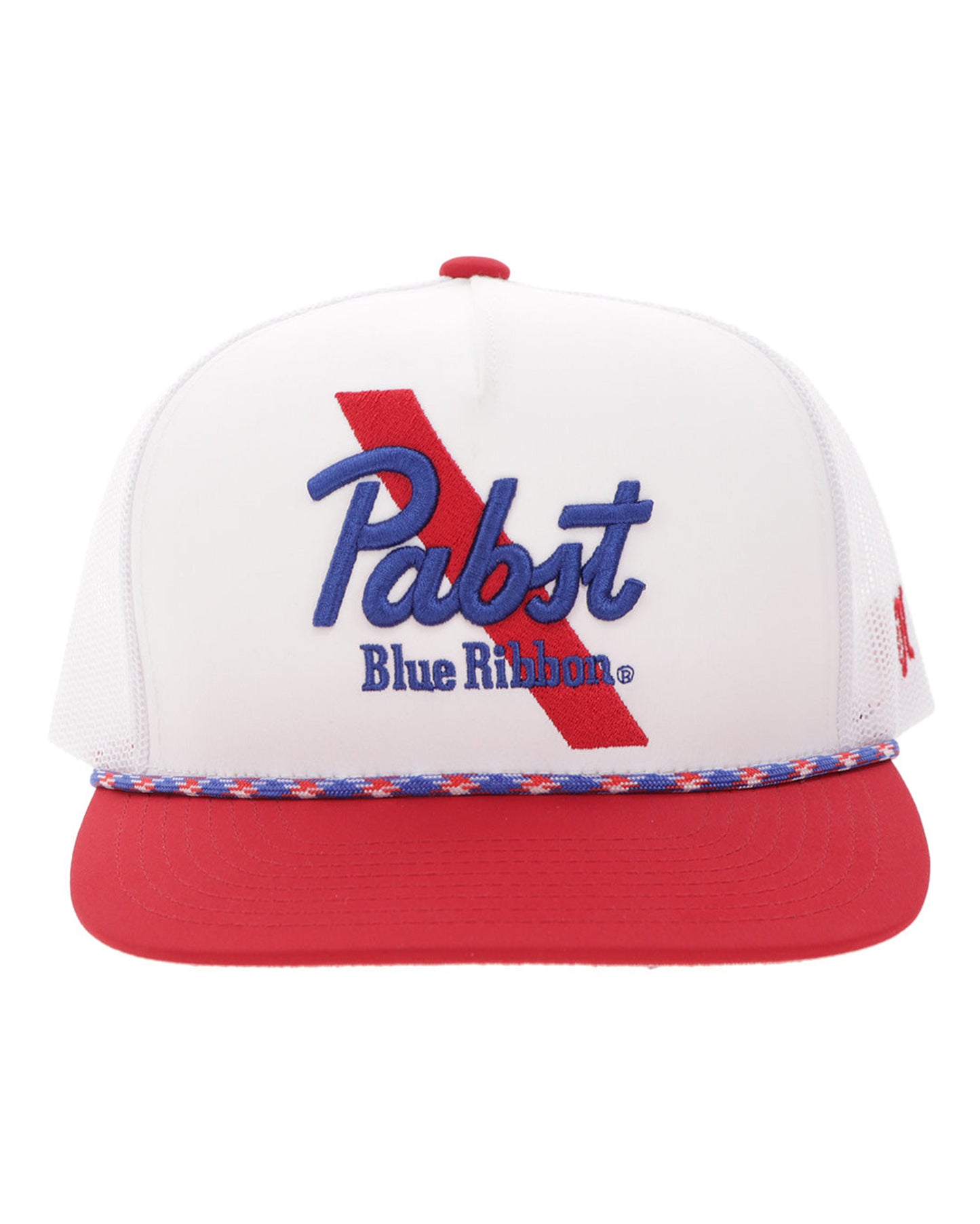 Pabst Blue Ribbon White / Red Bill With Blue / Red Stitching - 2675T-Wh