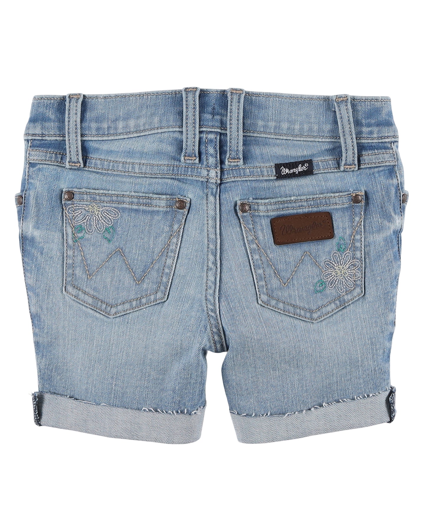 Girls' Cuffed Daisy Embroidered Jean Short