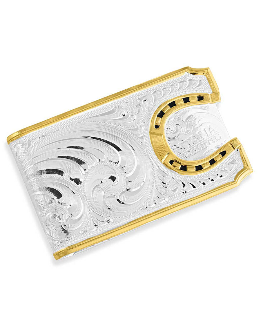 Two-Tone Carved Horseshoe Money Clip