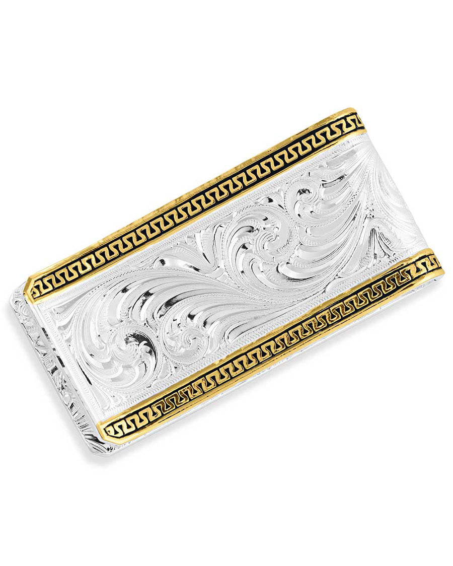 Two-Tone Carved Longhorn Money Clip