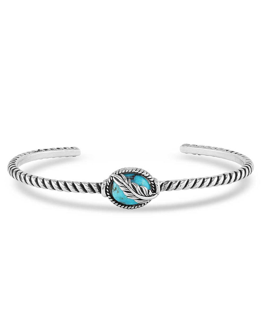 World'S Feather Turquoise Cuff Bracelet - Bc5375