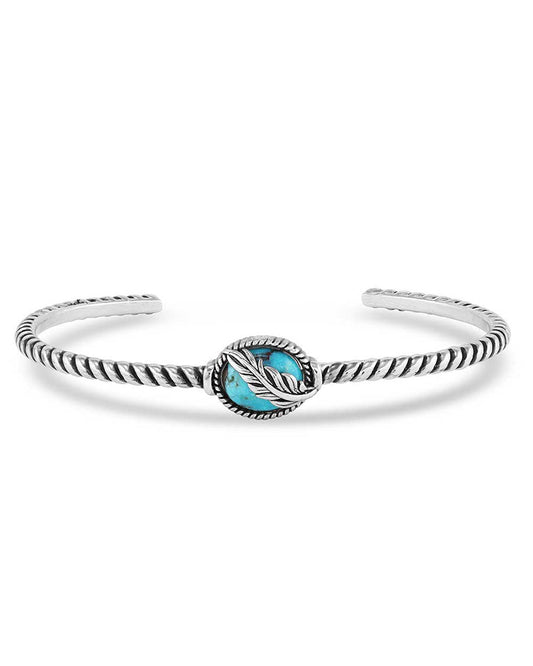 World'S Feather Turquoise Cuff Bracelet - Bc5375