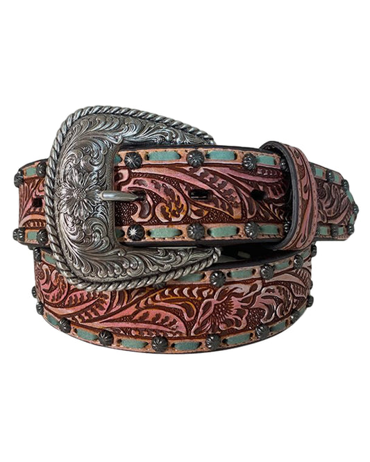 Women's Distressed Leather Belt by Roper Belts from Skip’s Western Outfitters | GEM-8845790-626-S-REDISH-BROWN