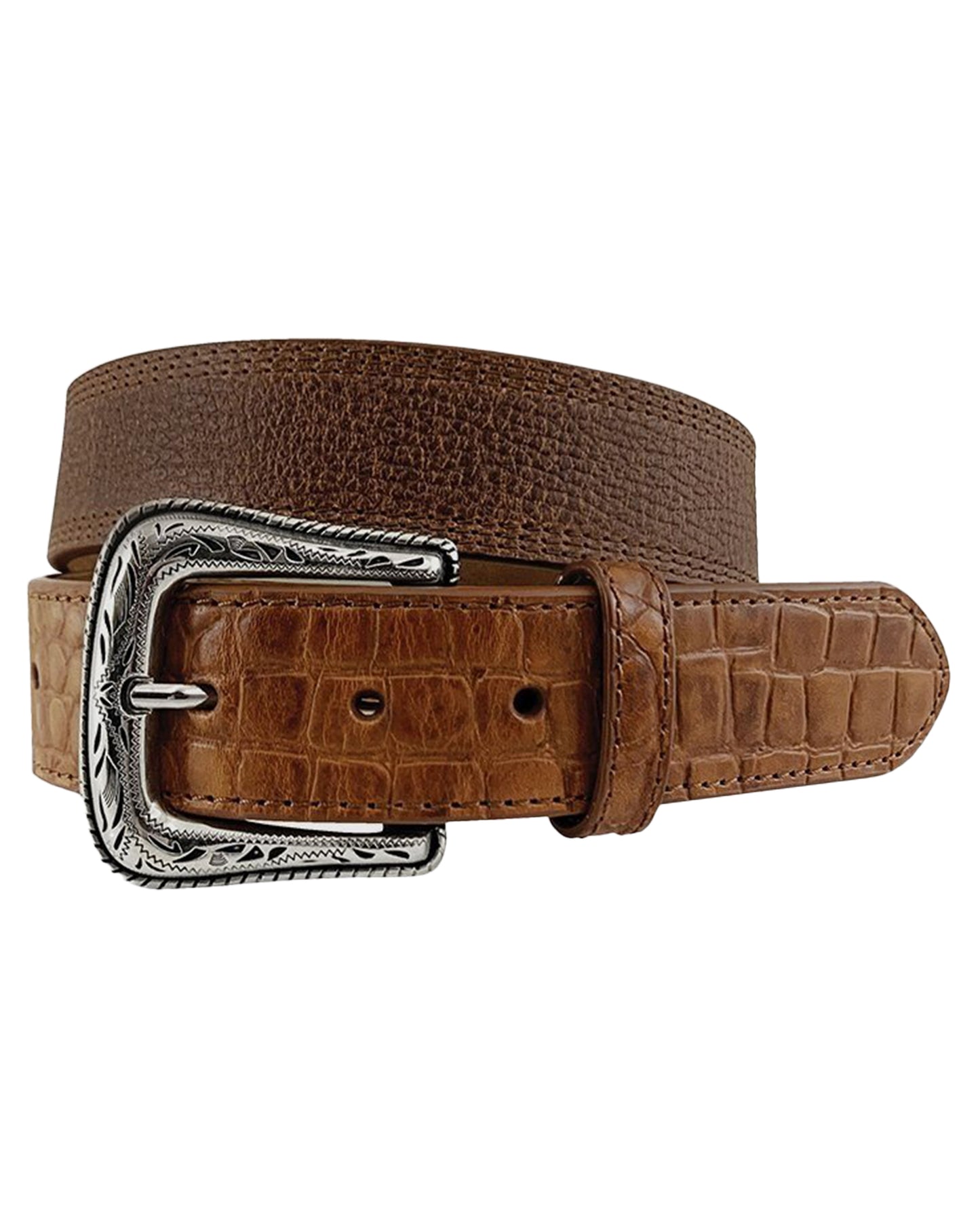 Men's Genuine Pebble Grain Leather Belt by Roper Belts from Skip’s Western Outfitters | GEM-9572500-200-32-BROWN