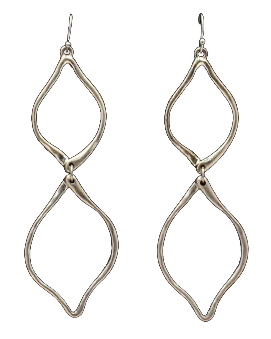 Women's Double Loop Hammered Earrings - 30463