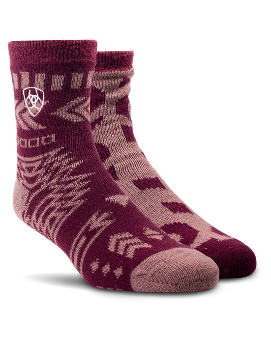 Women's Ariat Cozy Aloe Socks by NESTERHOSIERY from Skip’s Western Outfitters | NES-3105-M-WINDSOR-WINE