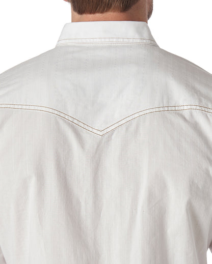 Men's Retro Long Sleeve Western Snap Solid Dobby Shirt