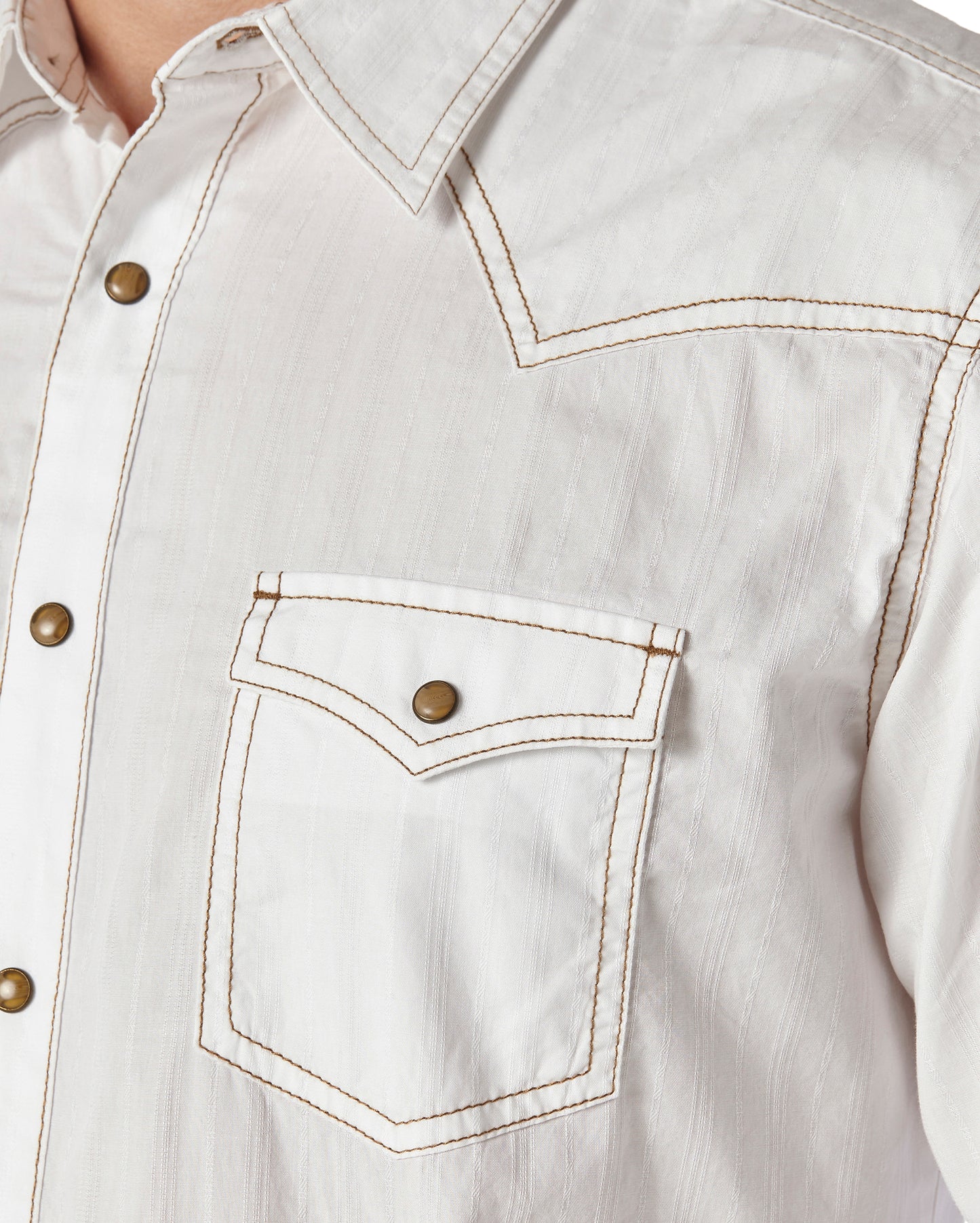 Men's Retro Long Sleeve Western Snap Solid Dobby Shirt