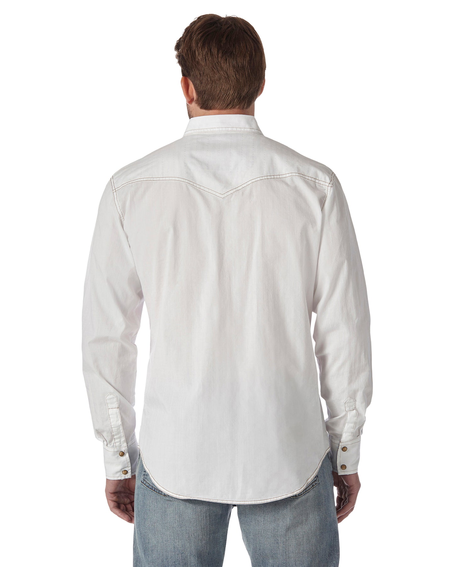 Men's Retro Long Sleeve Western Snap Solid Dobby Shirt