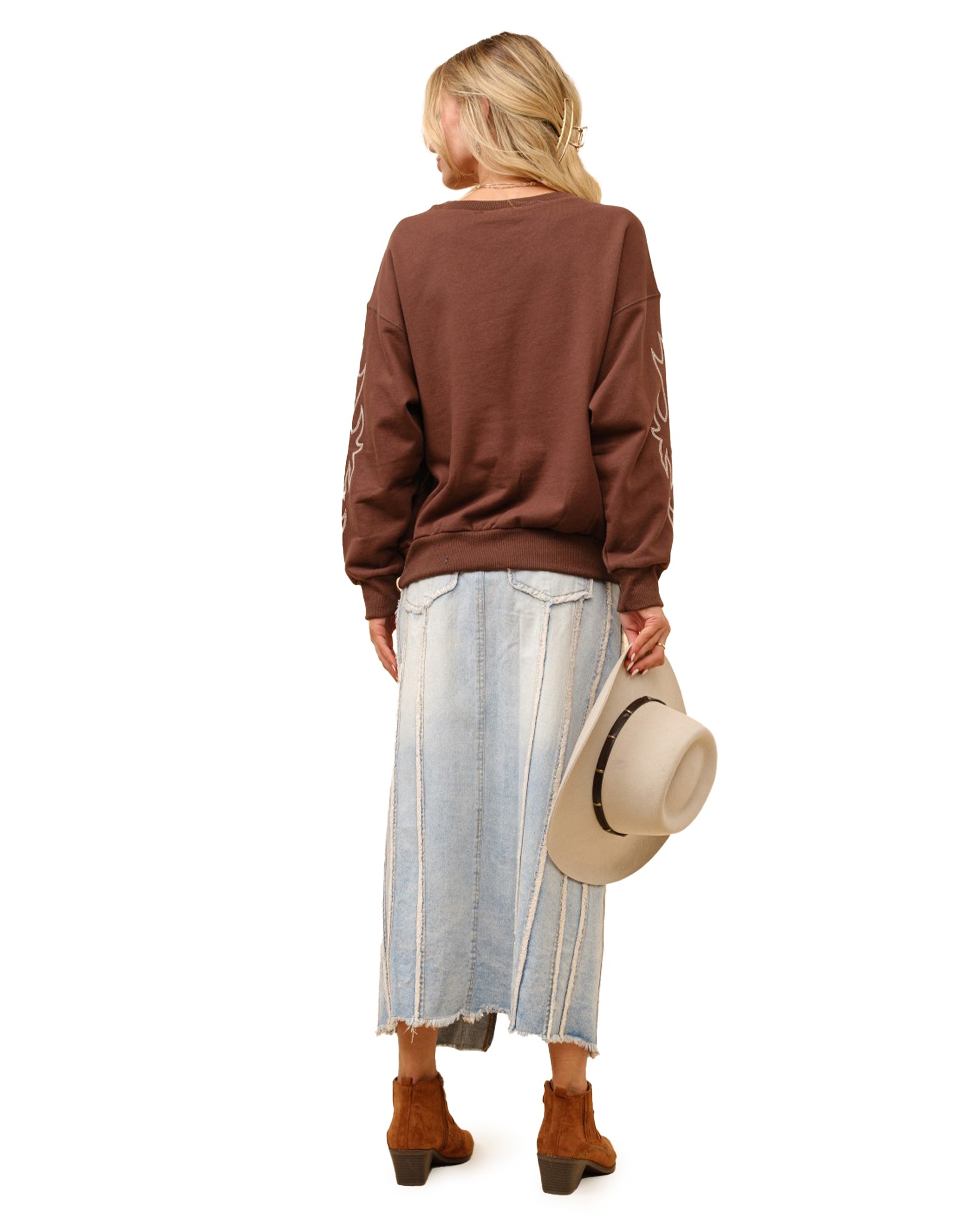 Women's Western Boots Stitch Pullover Sweatshirt by Blue B from Skip's Western Outfitters