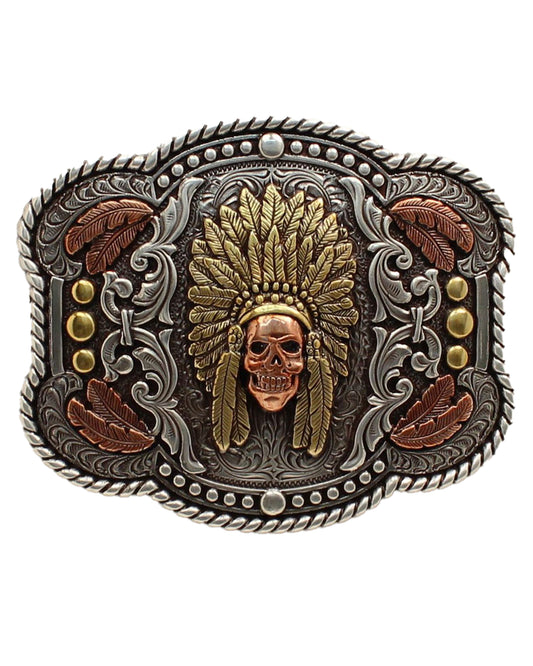 Skull Feathered Headdress Belt Buckle by Nocona from Skip’s Western Outfitters | MFW-37600-O/S
