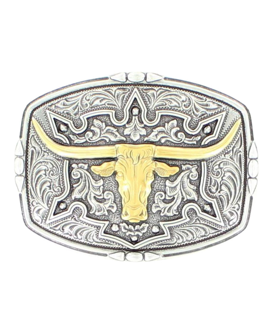 Floral Longhorn Belt Buckle - 37688