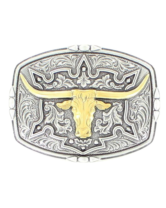 Floral Longhorn Belt Buckle - 37688