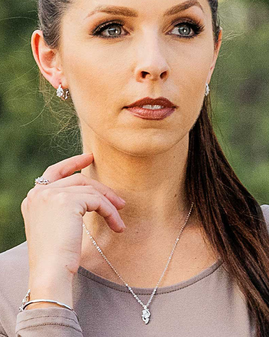 Nc5110 - Fiery Ice Flower Necklace