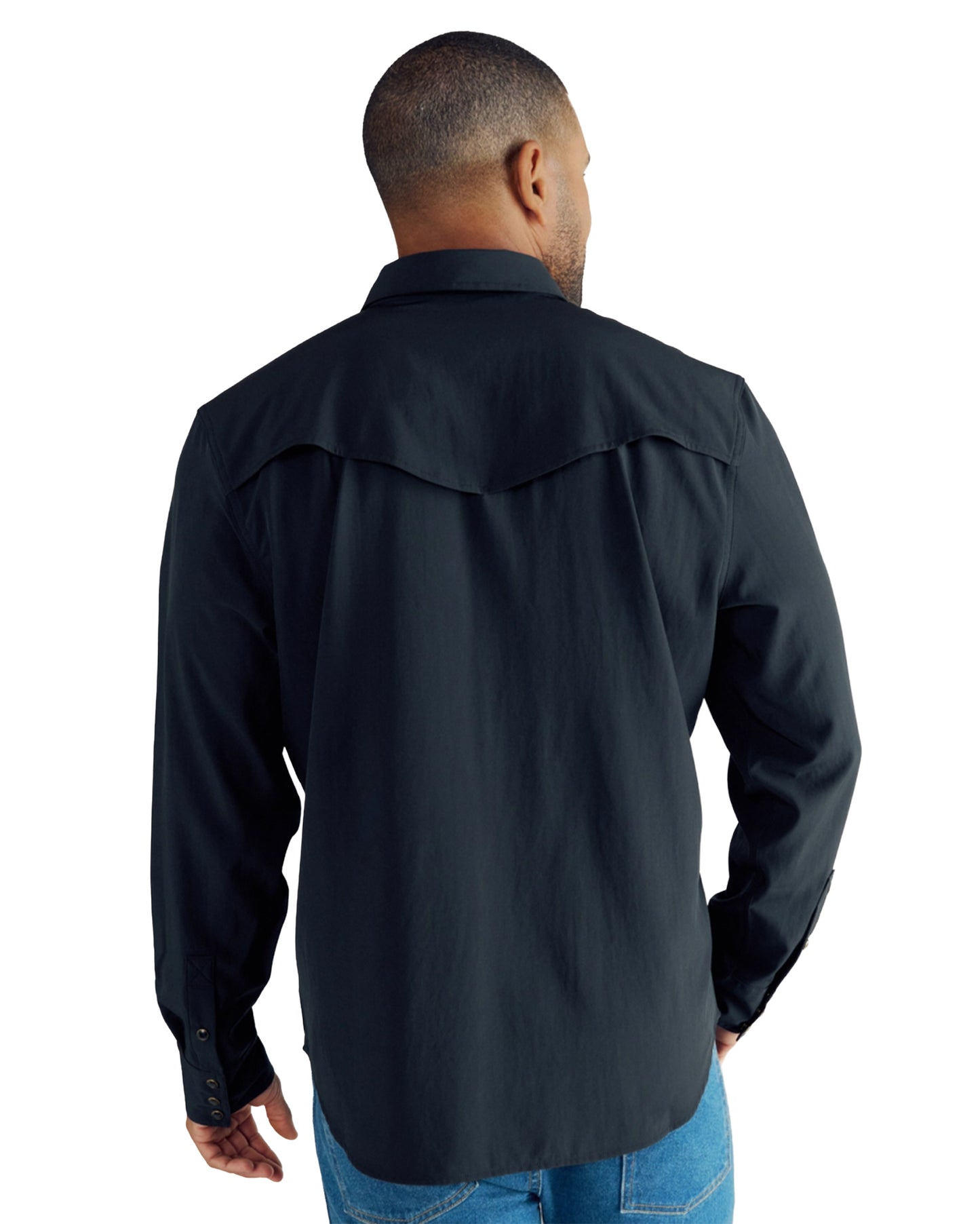 Men's Performance Long Sleeve Western Pearl Snap Shirt - 40363-Blk
