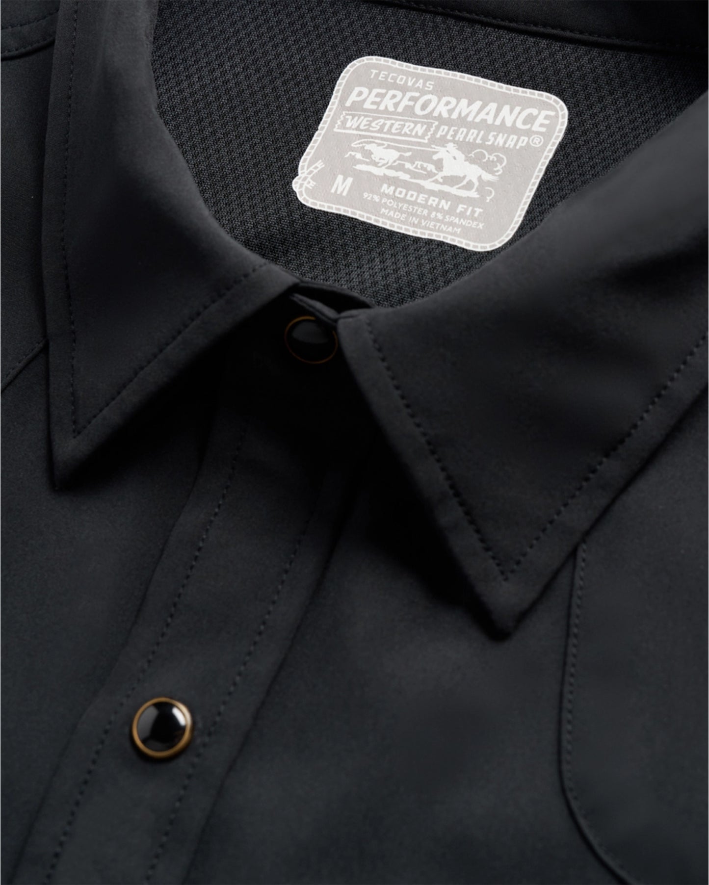 Men's Performance Long Sleeve Western Pearl Snap Shirt - 40363-Blk