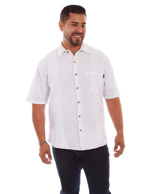 Men's Traveler Shirt by Scully from Skip’s Western Outfitters | SCU-4800-WHT-S-WHITE