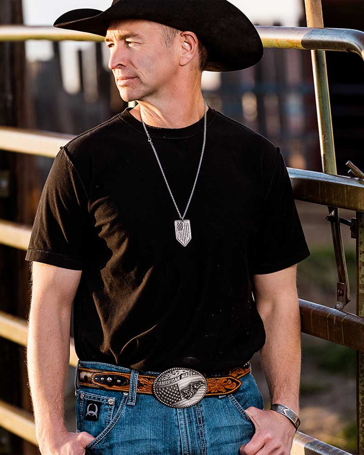 American Made Tradition Buckle With Bull Rider