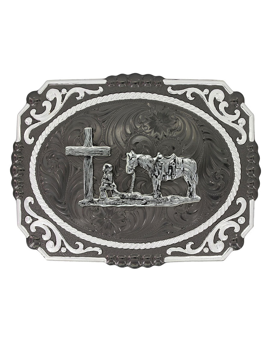 Gunmetal Cameo Christian Cowboy Buckle