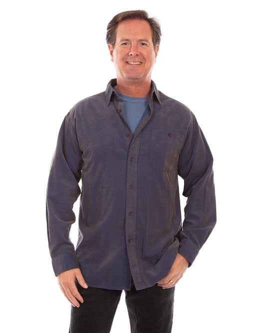 Men's Corduroy Button Front Shirt by Scully from Skip’s Western Outfitters | SCU-5288-BLU-S-BLUE