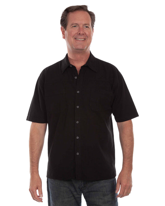 Men's 5 O'clock Embroidered Shirt by Scully from Skip’s Western Outfitters | SCU-5304-BLK-S-BLK