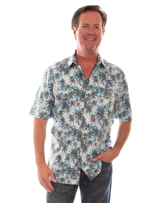 Men's Palm Trees Shirt by Scully from Skip’s Western Outfitters | SCU-5316-WTQ-S-WTQ