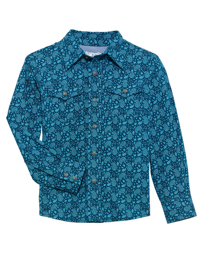 Boys' 20X Advanced Comfort Western Shirt by Wrangler from Skip’s Western Outfitters | WRA-112365398-XXS-NAVY
