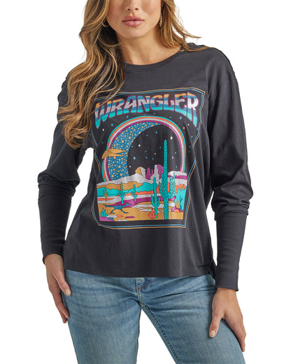 Women's Retro Oversized Long Sleeve Graphic T-Shirt by Wrangler from Skip’s Western Outfitters | WRA-112335500-XS-REG
