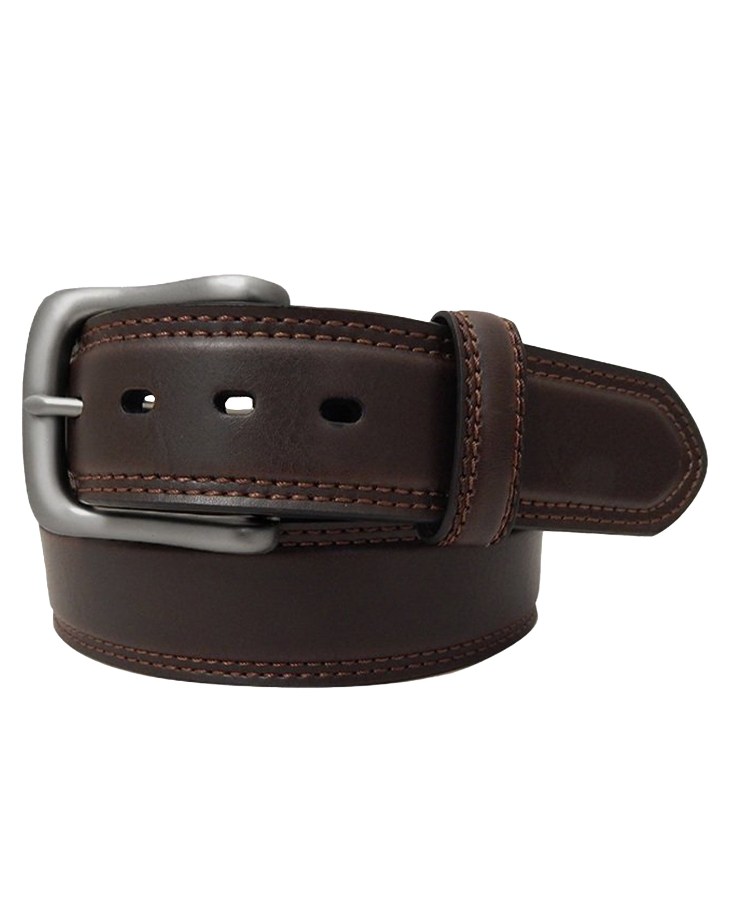 Men's Double-Stitched Brown Belt by Danbury from Skip’s Western Outfitters | GEM-5548500-BROWN-32-BROWN