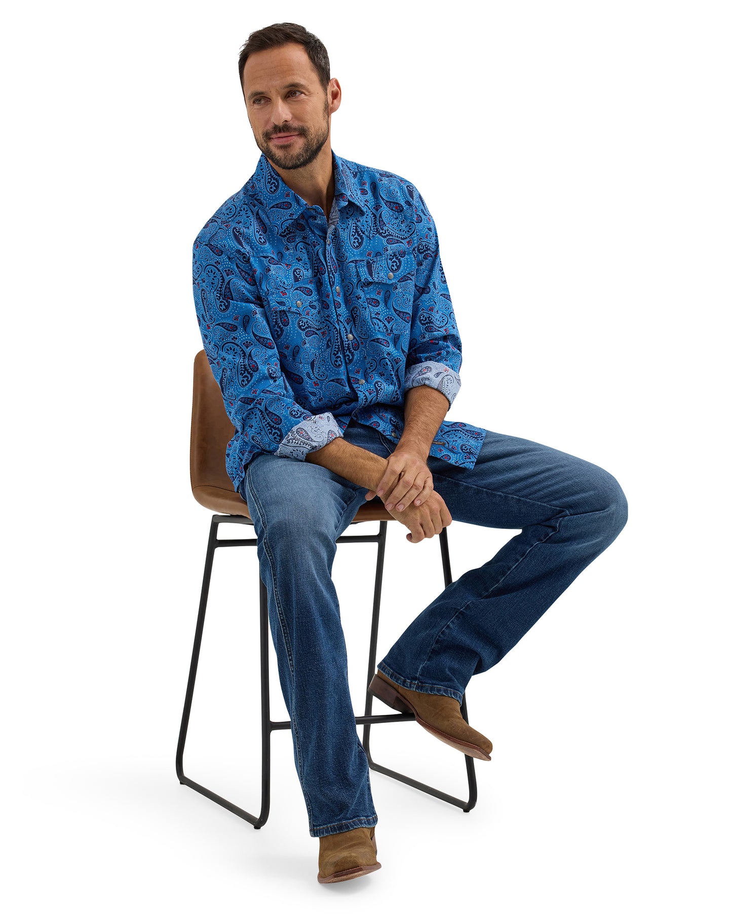 Men's Retro Premium Long Sleeve Snap Western Shirt