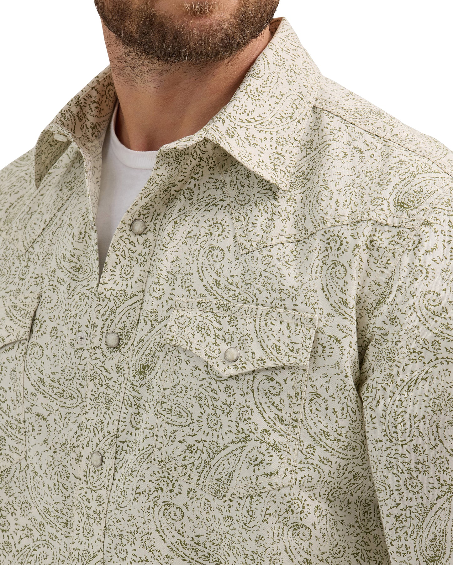 Men's Retro Premium Long Sleeve Western Snap Printed Shirt