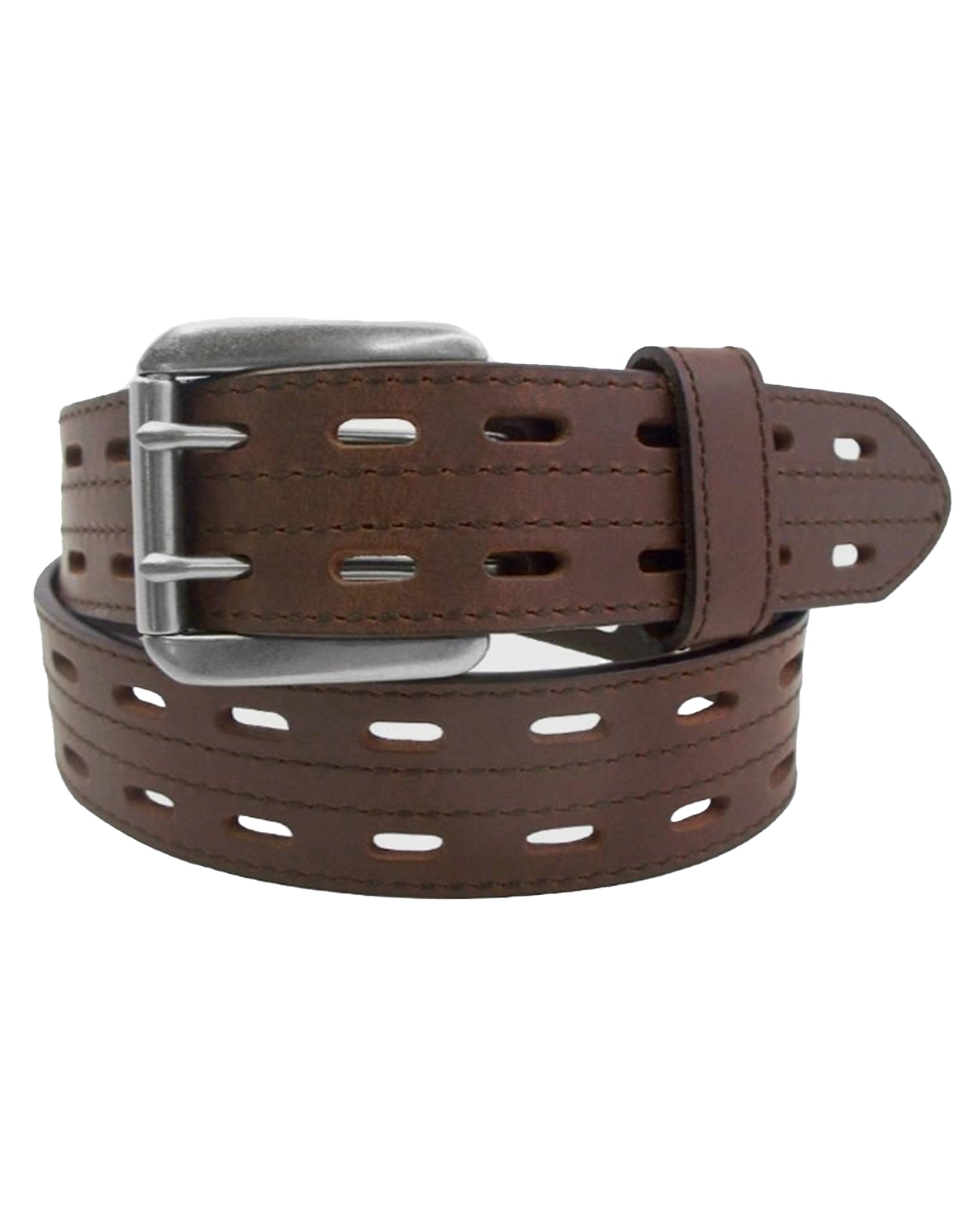 Men's Double-Stitched Brown Belt by Danbury from Skip’s Western Outfitters | GEM-5711500-BROWN-32-BROWN