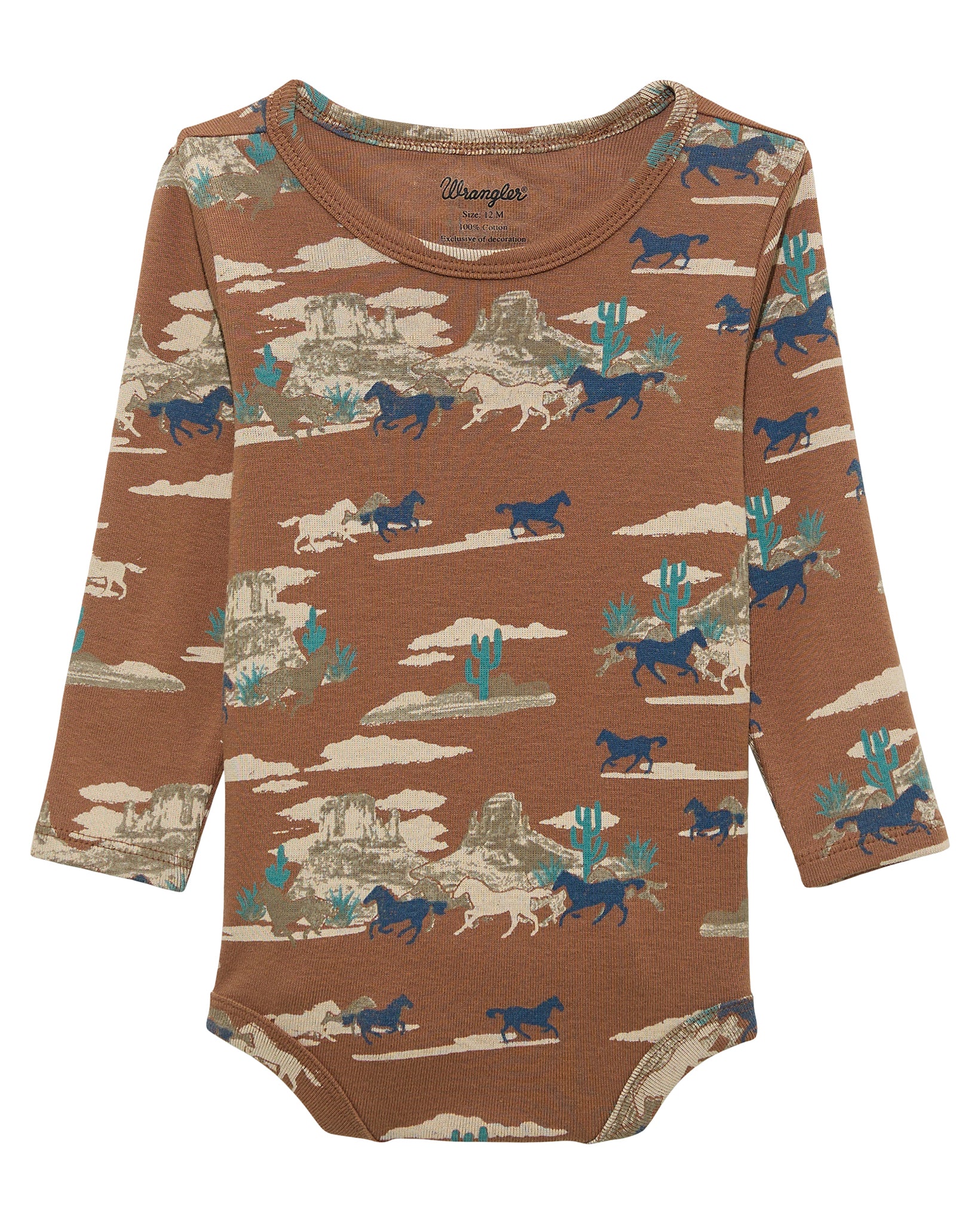 Little Boys' Western Print Bodysuit by Wrangler from Skip’s Western Outfitters | WRA-112365828-12-DARK-BROWN
