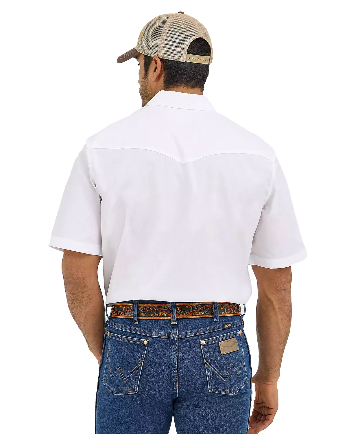Men's Wrangler Short Sleeve Solid Western Snap Sport Shirt - 1071106WH