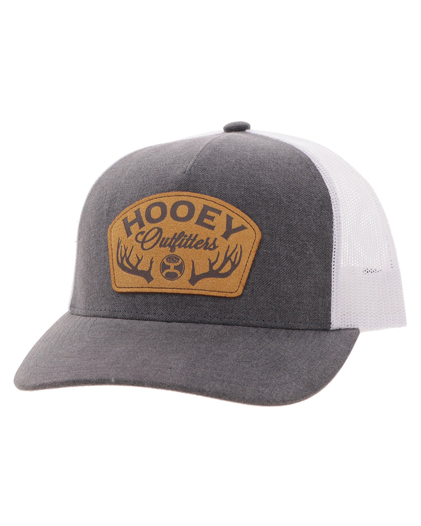 Outfitters Black / White 5-Panel Trucker With Brown Patch - 6026T-Bkwh by Hooey from Skip’s Western Outfitters | HOO-6026T-BKWH-O/S-BLACK/WHITE