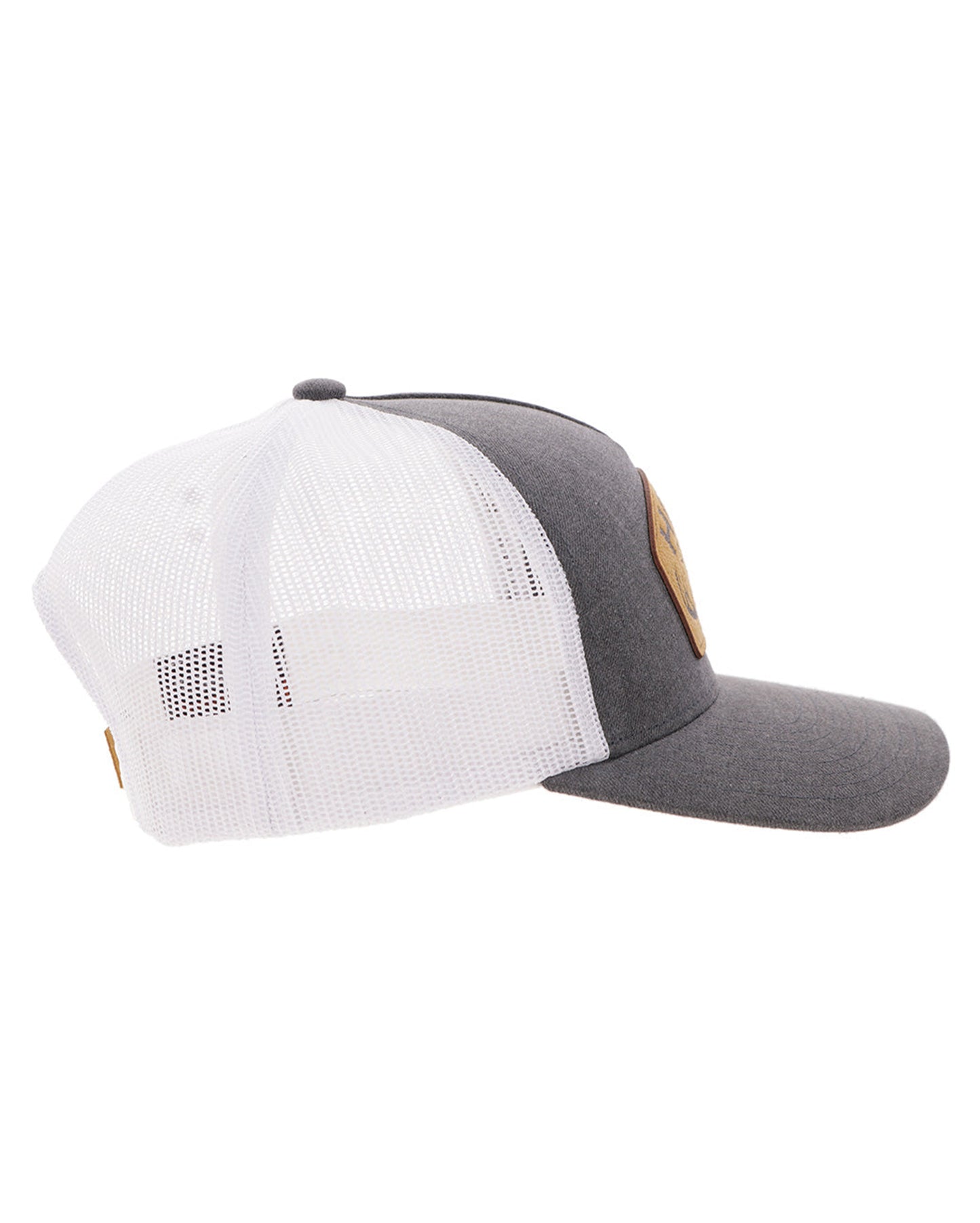 Outfitters Black / White 5-Panel Trucker With Brown Patch - 6026T-Bkwh