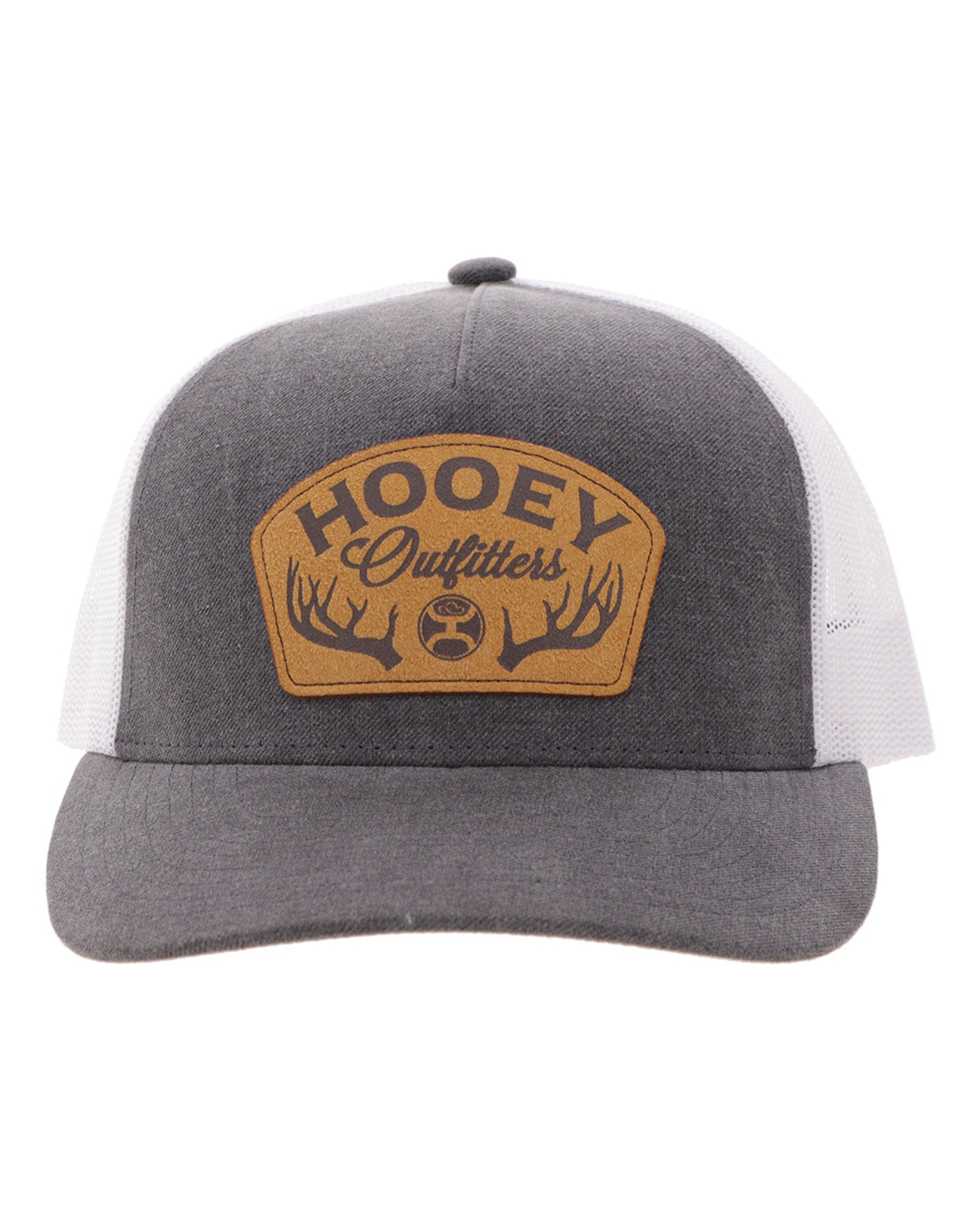Outfitters Black / White 5-Panel Trucker With Brown Patch - 6026T-Bkwh