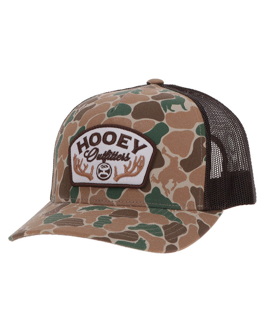 Outfitters, Camo / Brown 5-Panel Trucker With White / Brown Patch - 6026T-Cabr