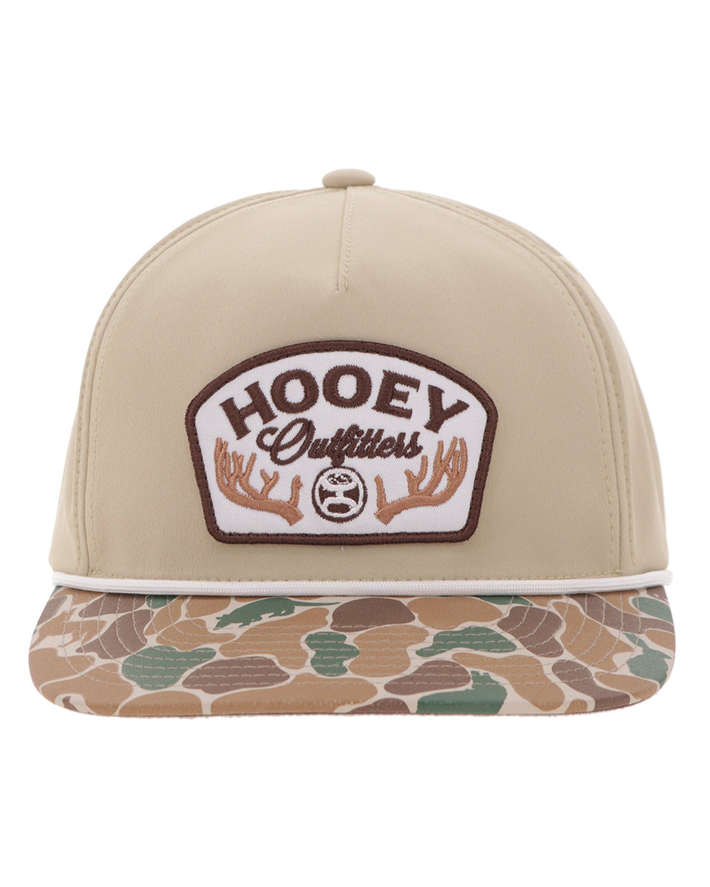 Outfitters Tan / Camo Bill 5-Panel Trucker With White Brown Patch - 6026T-Tnca