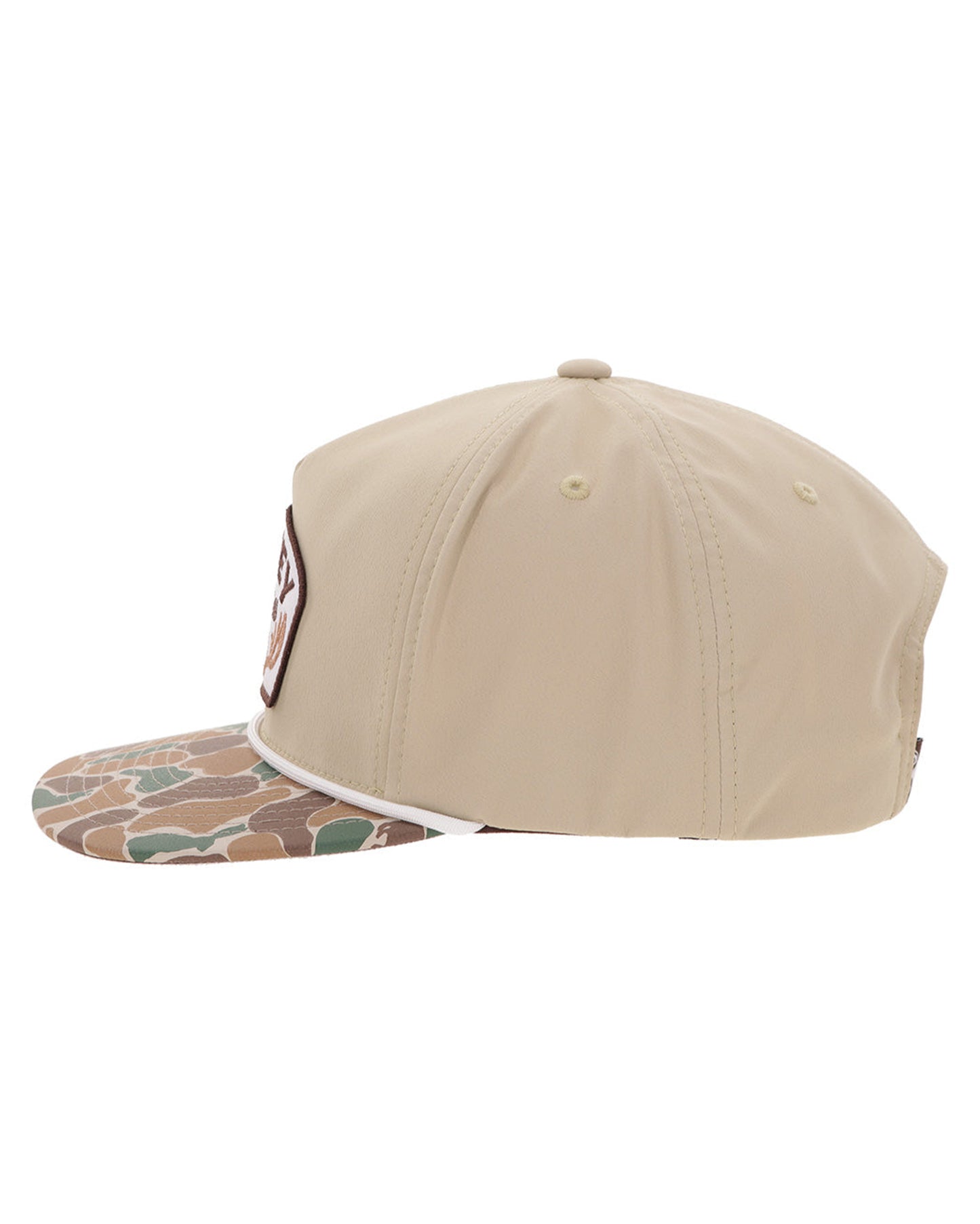 Outfitters Tan / Camo Bill 5-Panel Trucker With White Brown Patch - 6026T-Tnca