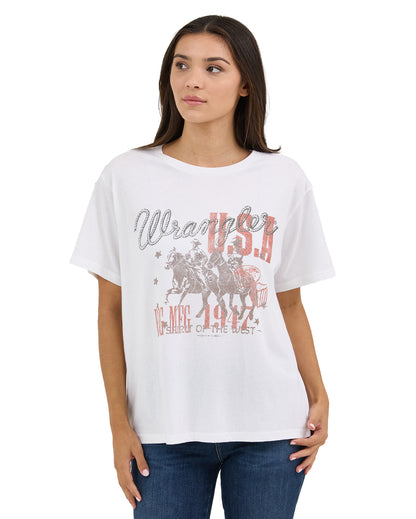 Women's Retro Graphic T-Shirt by Wrangler from Skip’s Western Outfitters | WRA-112361887-XS-WHITE