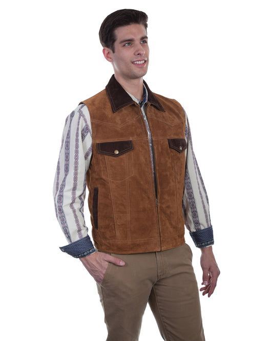 Men's Conceal Carry Vest by Scully from Skip’s Western Outfitters | SCU-621-125-S-CAFE-BROWN