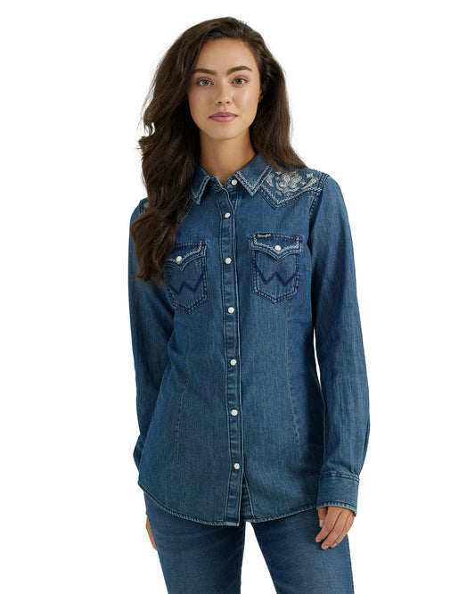 Women's Retro Punchy Long Sleeve Western Shirt by Wrangler from Skip’s Western Outfitters | WRA-112336454-XS-REG