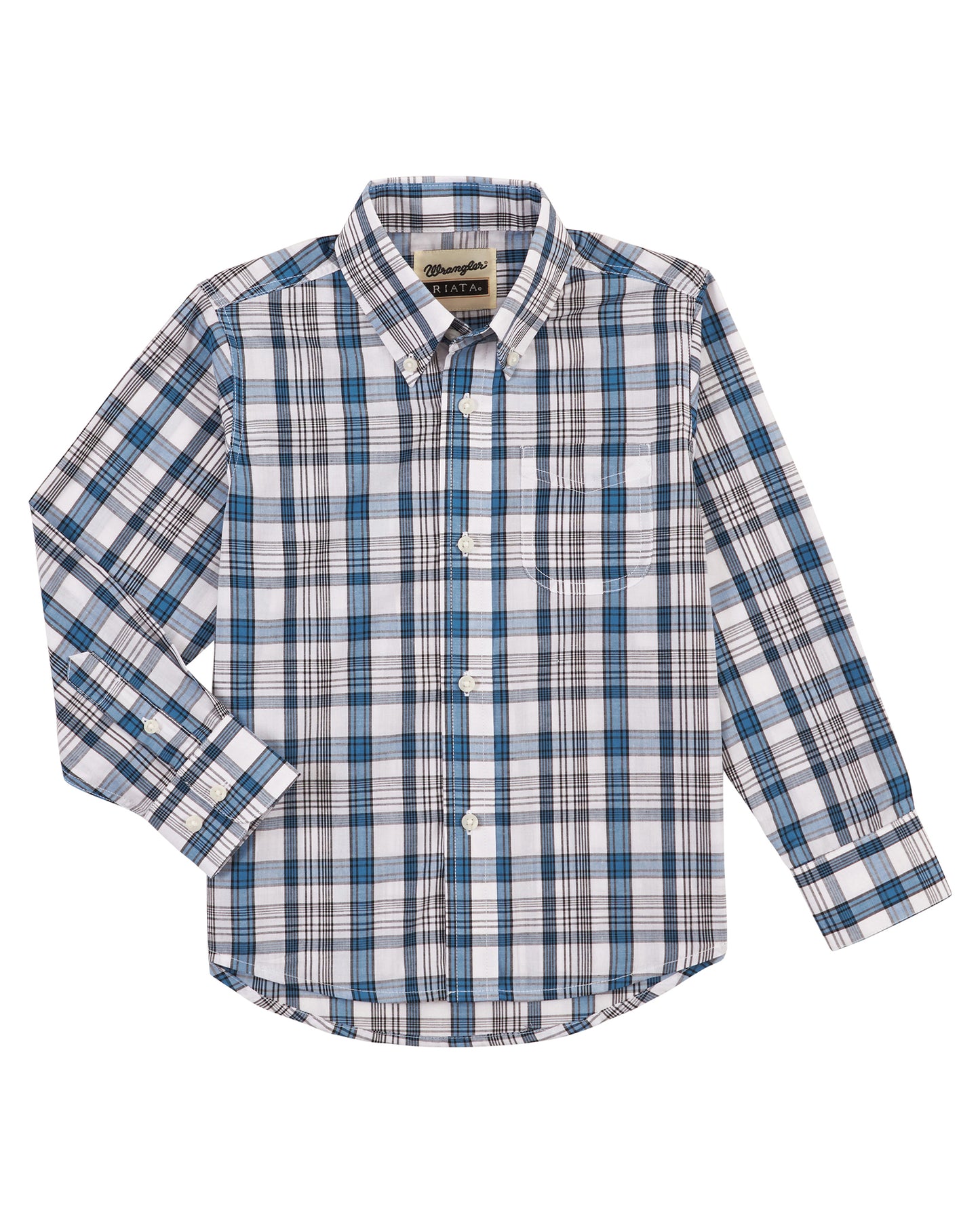 Boys' Riata Assorted Plaid Long Sleeve Western Shirt by Wrangler from Skip’s Western Outfitters | WRA-112316674-XXS-REG